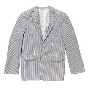 IZOD Boys Lined Seersucker Blue White Striped Blazer Jacket